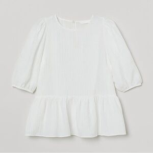 H&M Peplum White Blouse NWT Size Small